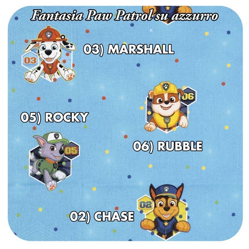 Asciugamano piccolo per Asilo e Scuola Paw Patrol su azzurro